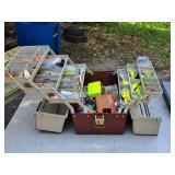 17" Tackle Box (Red/Tan) with Assorted Fishing Lures