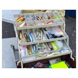 17" Tackle Box (Red/Tan) with Assorted Fishing Lures