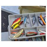 17" Tackle Box (Red/Tan) with Assorted Fishing Lures