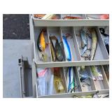 17" Tackle Box (Red/Tan) with Assorted Fishing Lures