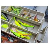 17" Tackle Box (Red/Tan) with Assorted Fishing Lures