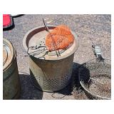 (2) Metal Minnow Buckets, (1) Wire Net and (1) Wire Basket