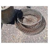 (2) Metal Minnow Buckets, (1) Wire Net and (1) Wire Basket