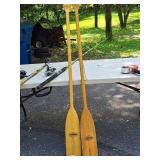 Lot of (2) Caviness Woodworking Co Feather Brand 60" Wooden Oars/Paddles