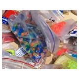 Lot of (1 Bag) Assorted Fishing Tackle - Pliers, Cutters, Rope, Hooks, Lures, Colored Beads