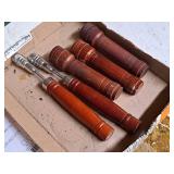 (3) Wood Handle Flashlights and (2) Telescopic Flex Lines with Magnets
