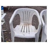 Lot of (4) Plastic Stackable Patio Chairs (White)