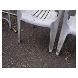 Lot of (4) Plastic Stackable Patio Chairs (White)