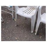 Lot of (4) Plastic Stackable Patio Chairs (White)