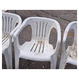 Lot of (4) Plastic Stackable Patio Chairs (White)