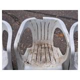 Lot of (4) Plastic Stackable Patio Chairs (White)