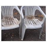Lot of (4) Plastic Stackable Patio Chairs (White)