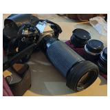 Pentax 35mm Camera with Telephoto Zoom Lens, 28mm 1:2.8 Lens, Tamron Tele Converter 2x, 50mm 1:1.7 Lens, Carry Bag