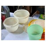 Lot of (8+) Assorted Plastic Dishwares, Storage Bowls with Lids
