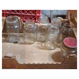 Lot of (7) Assorted Clear Glass Jars