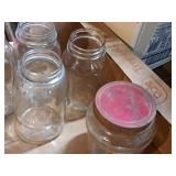 Lot of (7) Assorted Clear Glass Jars