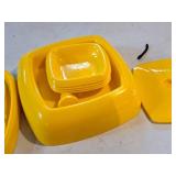 Plastic Dishware Set - Plates, Bowls, Serving Trays, Utensils (Yellow)