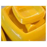 Plastic Dishware Set - Plates, Bowls, Serving Trays, Utensils (Yellow)