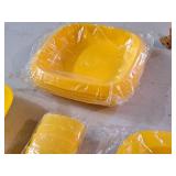 Plastic Dishware Set - Plates, Bowls, Serving Trays, Utensils (Yellow)