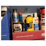 Shelf Lot - Tire Black, Brake Fluid, De-Icer, Small Engine Fuel Fix, Various Paints, Pruning Seal