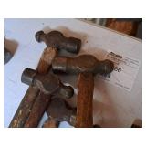 Lot of (4) Ball Peen Hammers with (2) Extra Hammer Heads and (2) Replacement Handles