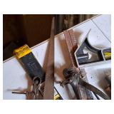 Lot of (13) Assorted Hand Tools - Saw, Flat Bar, Squae, Chisels