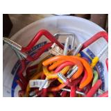 Lot of (1 Bucket) Assorted Garage Storage Hooks