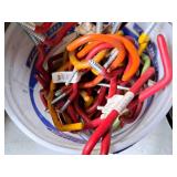 Lot of (1 Bucket) Assorted Garage Storage Hooks