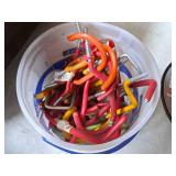 Lot of (1 Bucket) Assorted Garage Storage Hooks