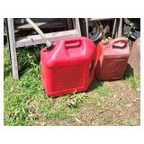 Lot of (2) Plastic Gasoline Cans - 5-Gallon and 2.5-Gallon