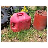 Lot of (2) 5-Gallon Gasoline Cans - (1) Metal, (1) Plastic