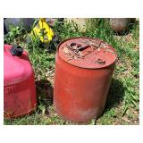 Lot of (2) 5-Gallon Gasoline Cans - (1) Metal, (1) Plastic