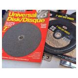 (2) 14" Steel Cut-off Blades (one new, one used), (2) 7" Cut-Off Wheel (new) and (1) 7" Universal (new)
