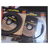 (2) 14" Steel Cut-off Blades (one new, one used), (2) 7" Cut-Off Wheel (new) and (1) 7" Universal (new)