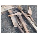 Lot of (4) Trenching/Hole Digging Tools - Post Digger, Pick Axe and (2) Shovels.