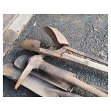Lot of (4) Trenching/Hole Digging Tools - Post Digger, Pick Axe and (2) Shovels.