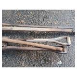 Lot of (4) Trenching/Hole Digging Tools - Post Digger, Pick Axe and (2) Shovels.