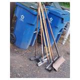 Lot of (7) Assorted Floor Cleaning Tools - Broom, Shovel, Scrapers