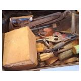 Tool Box with Assorted Hand Tools, Misc. Hardwares