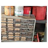 Shelf Lot - Parts Organizers with Hardwares, Assorted Hardwares, Threaded Bolts, Springs, Nails, Nut/Bolt Gauge