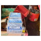 Shelf Lot - Parts Organizers with Hardwares, Assorted Hardwares, Threaded Bolts, Springs, Nails, Nut/Bolt Gauge
