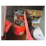 Shelf Lot - Parts Organizers with Hardwares, Assorted Hardwares, Threaded Bolts, Springs, Nails, Nut/Bolt Gauge