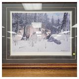 1992 Bruce Miller #428/1280 Pencil Signed Wolves, 36x29