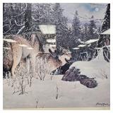 1992 Bruce Miller #428/1280 Pencil Signed Wolves, 36x29