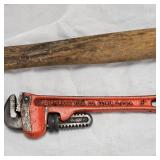 2-Rigid 8" and 6" Pipe Wrenches and 2-2# Anvil Hammers