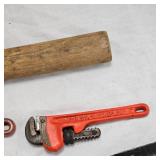 2-Rigid 8" and 6" Pipe Wrenches and 2-2# Anvil Hammers