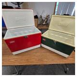 2-Original Coleman Steel/Poly Ice Coolers