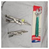 2 Needle Nose Vise Grips and New Diamond Adjustable Wrench