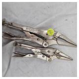 2 Needle Nose Vise Grips and New Diamond Adjustable Wrench