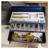Steel Tackle Box filled with Lures and Daredevils with yard Game